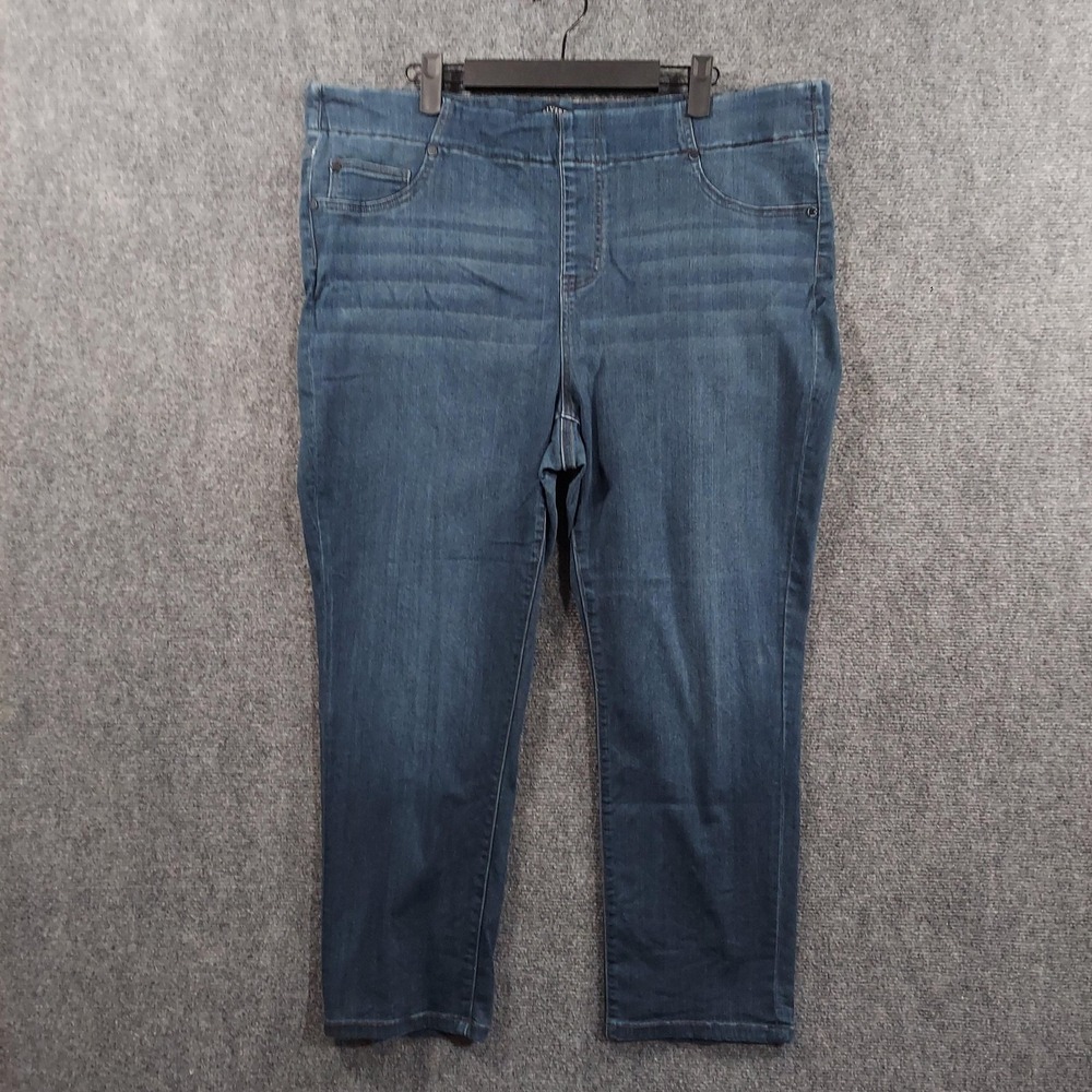 Liverpool The Crop Jeans Womens 20W Plus Blue Medium Wash Elastic Waist Pull On - Picture 2 of 12